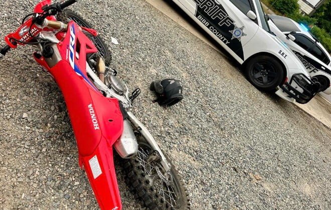 Dirt Bike Driver Flees Traffic Stop in Bibb County, Captured After Abandoning Bike