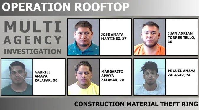 Operation Rooftop Leads to Multiple Arrests in Roofing Material Theft Ring