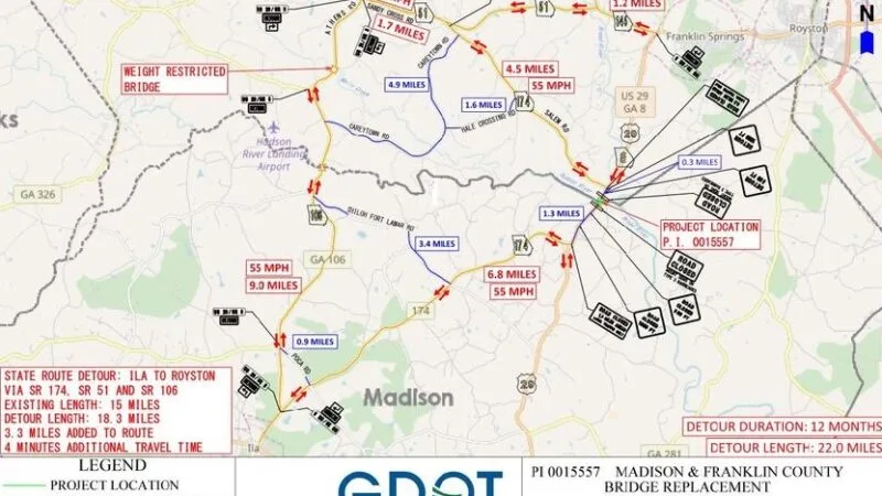 Bridge Closure at Franklin/Madison County Line on US 29 Begins October 14th
