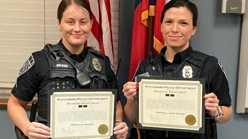 Statesboro Officers Awarded Meritorious Service for Saving Suicidal Man