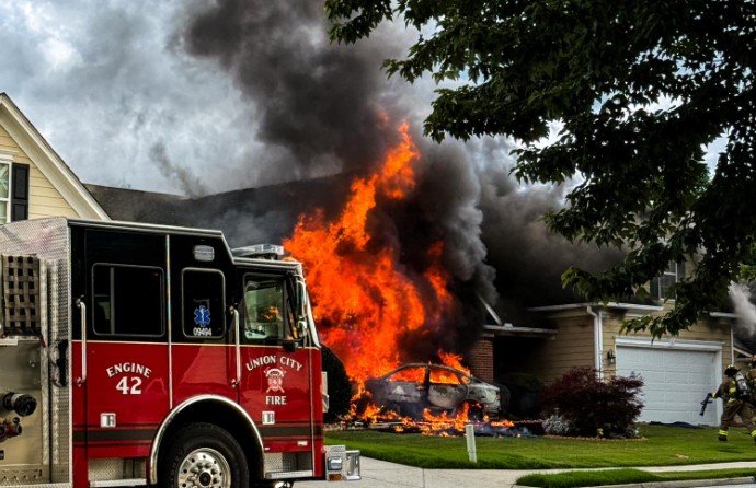 Vehicle Crashes Into Union City Home, Ignites Fire