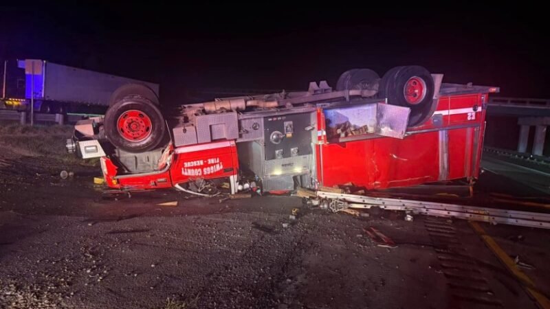 Twiggs County Fire Truck Overturns After Being Struck by Speeding Vehicle on I-16; Two Injured