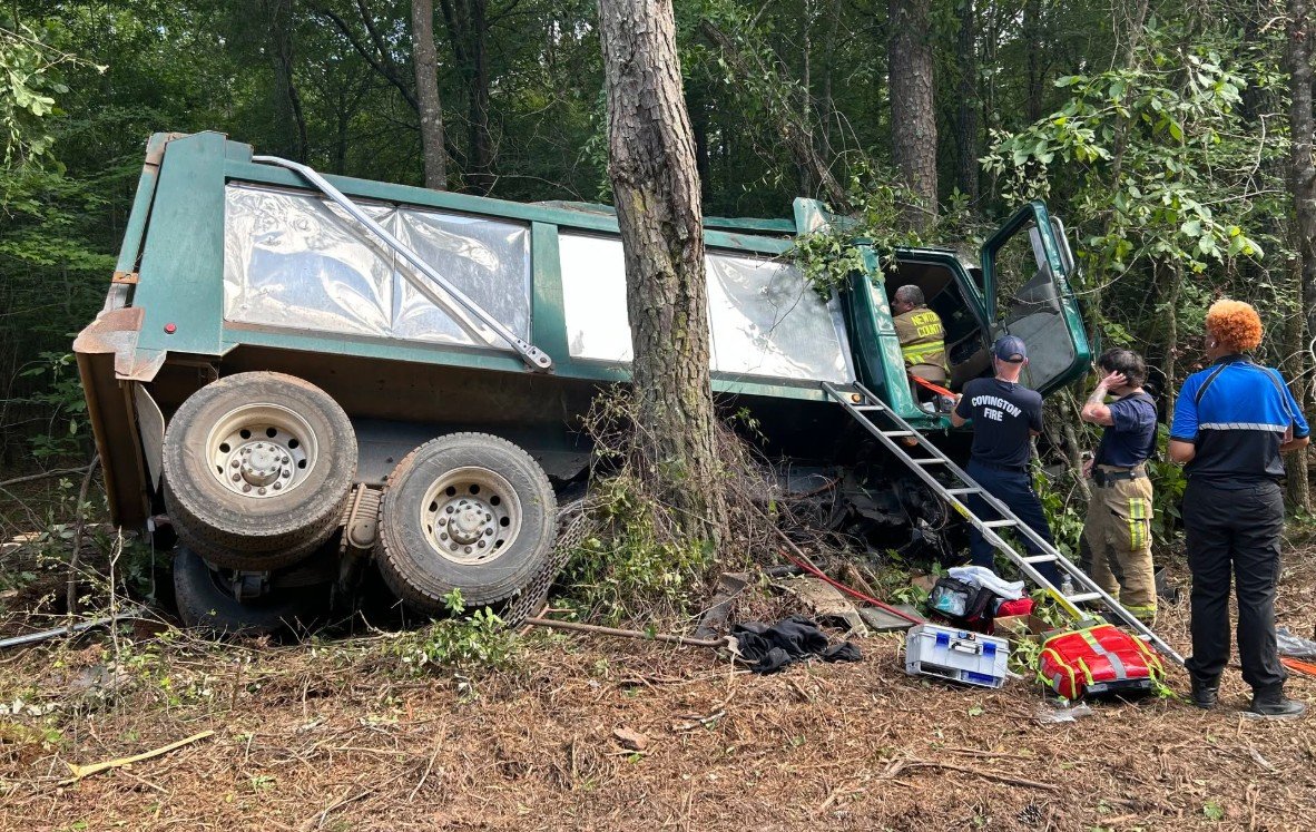 Driver Airlifted After Dump Truck Crashes into Tree Line Along Hwy 278 Driver Airlifted After Dump Truck Crashes into Tree Line Along Hwy 278