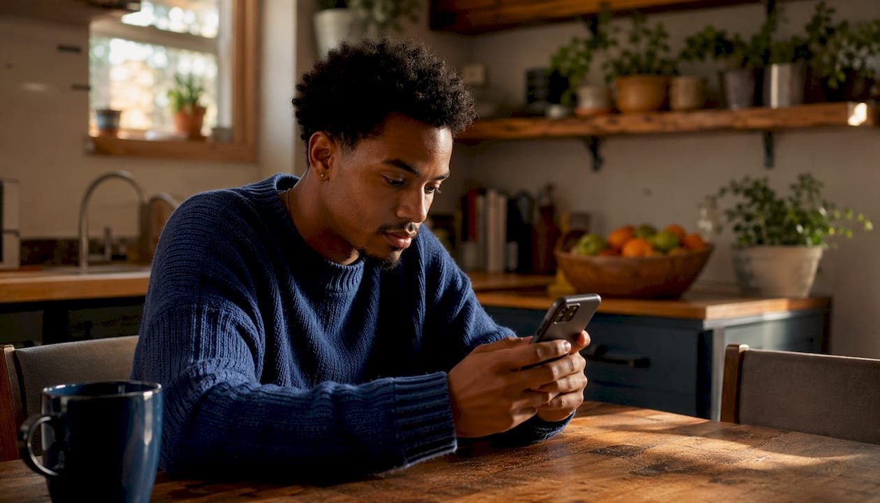 Hands managing local news alerts on iPhone