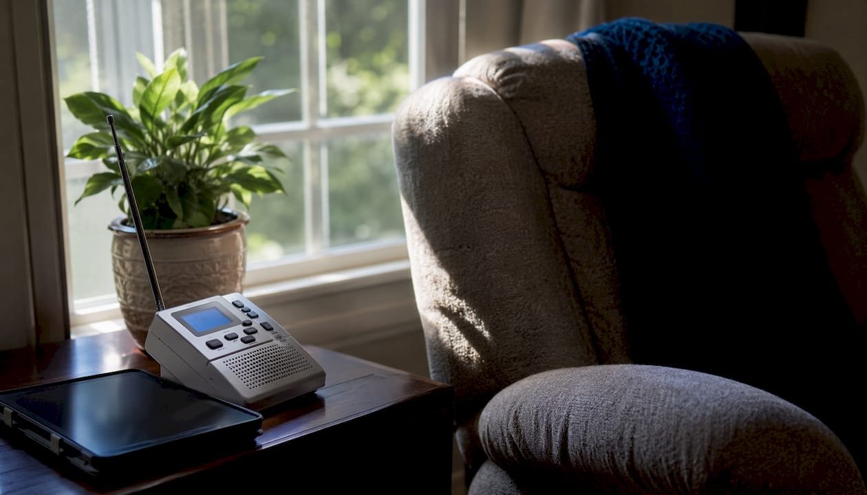 Emergency alert devices on home office desk