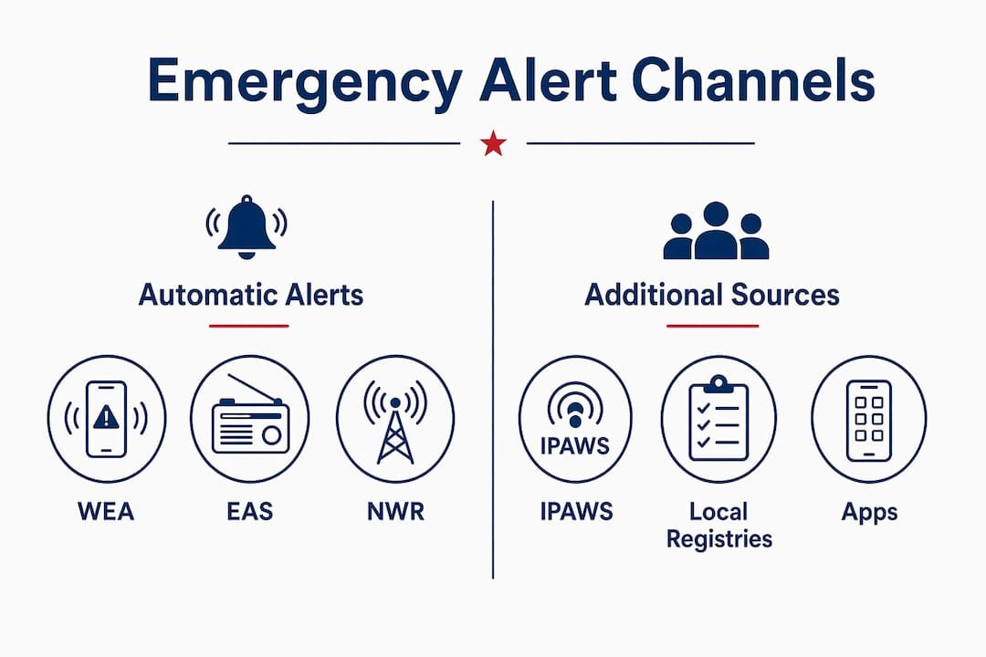 Infographic comparing emergency alert channels