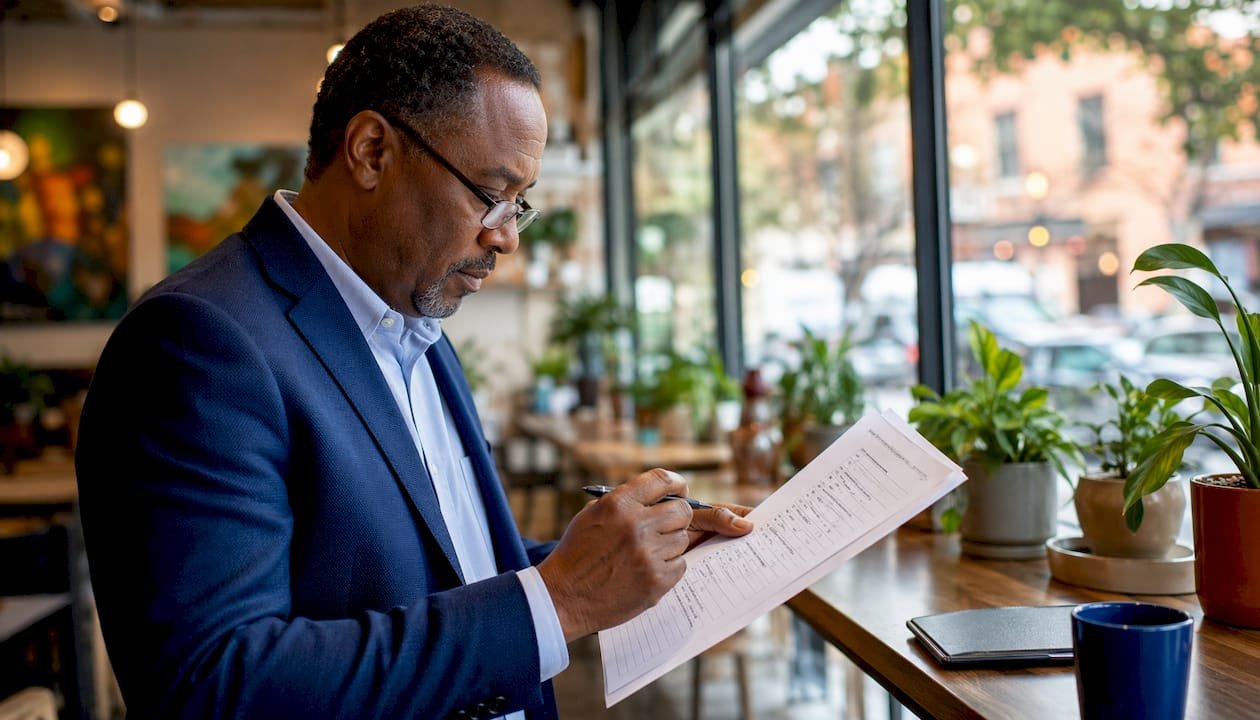 News editor reviewing story checklist