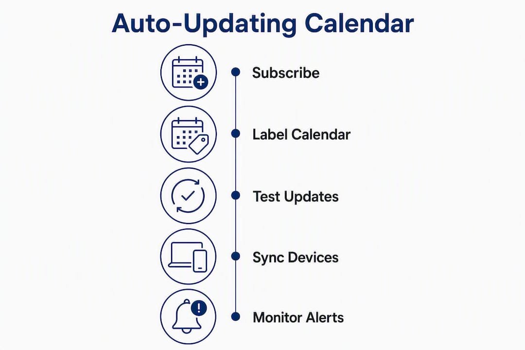 Infographic outlining auto-updating calendar steps