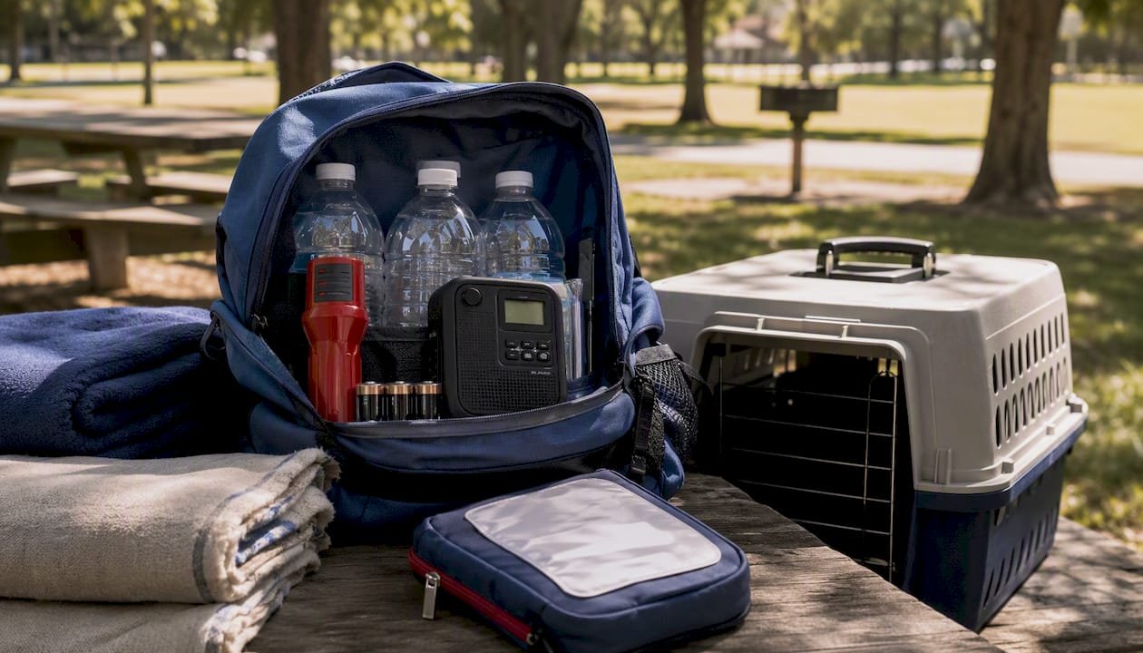 Emergency preparedness kit with flashlight and water