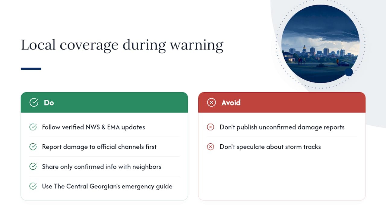 What local coverage means during a tornado warning — overview diagram