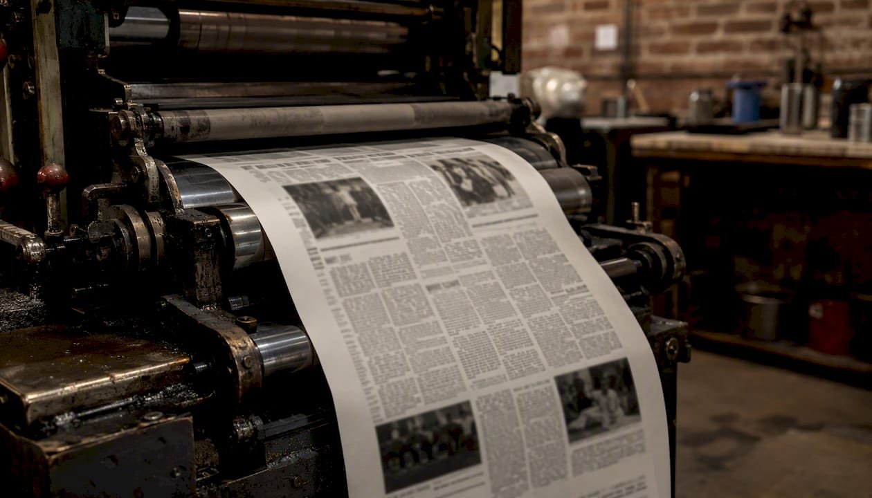 Newspaper pages printing with crime news