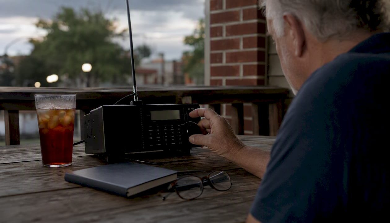 Hand tuning police radio scanner