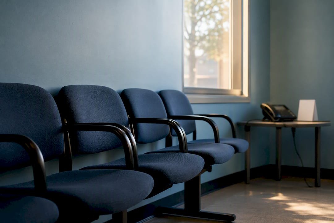 Empty jail visitation waiting area