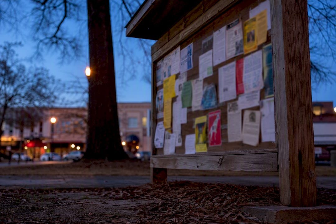 Community public notice board at town hall