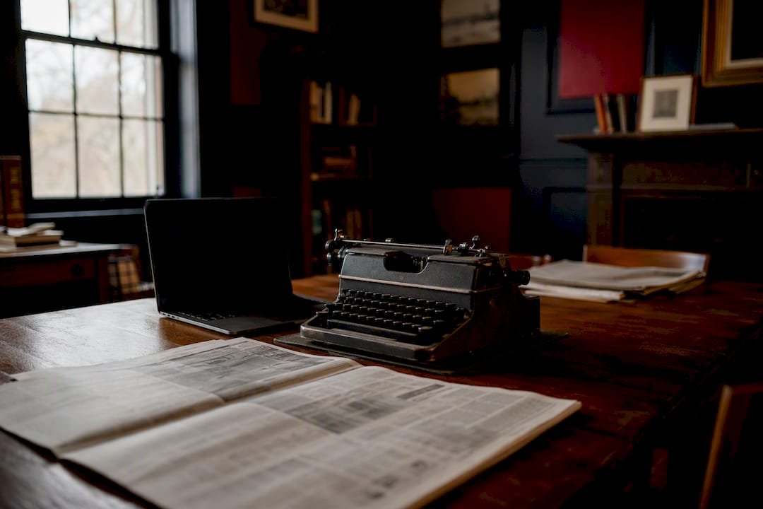 Newspaper on table with turned-off digital devices