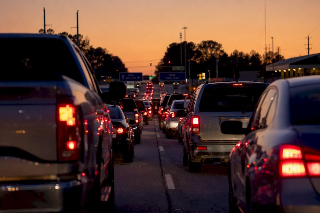 Traffic congestion near military base entrance