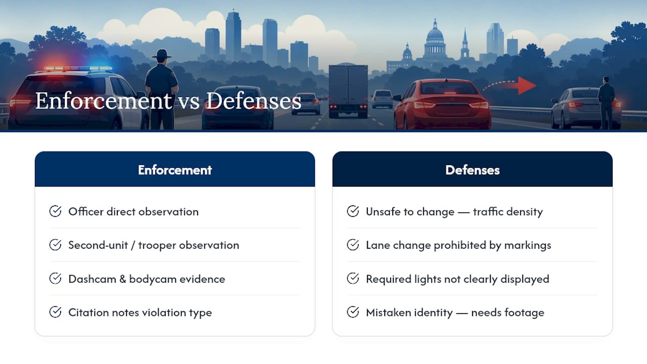 How Officers Enforce It and What Defenses Actually Hold Up — overview diagram